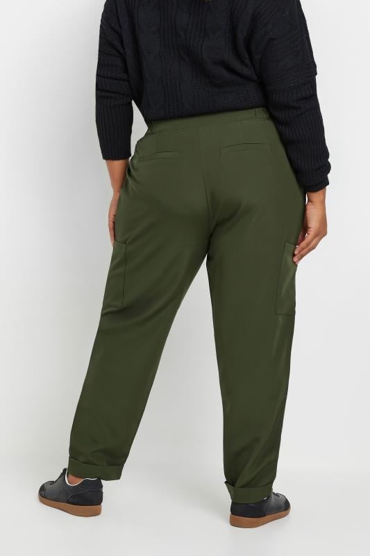 Evans YOURS Curve Green Paperbag Waist Cargo Trousers