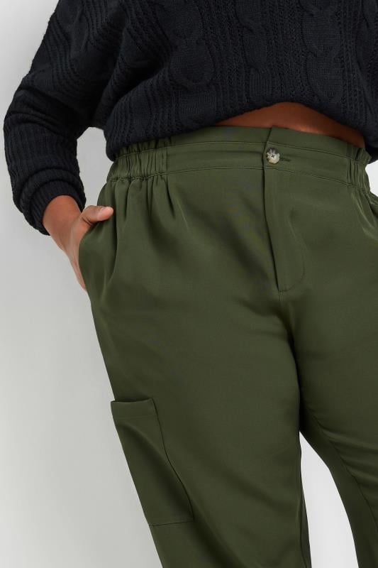 Evans YOURS Curve Green Paperbag Waist Cargo Trousers