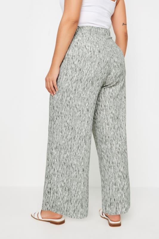 Evans YOURS Curve Grey Abstract Print Textured Wide Leg Trousers