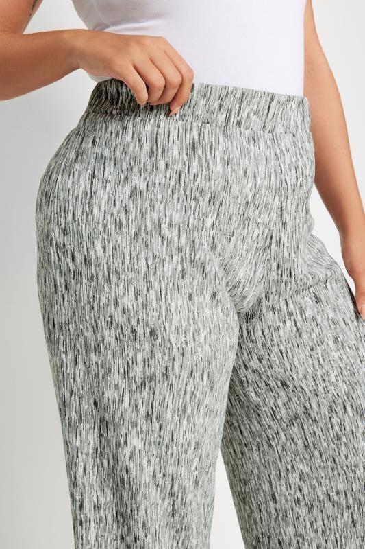 Evans YOURS Curve Grey Abstract Print Textured Wide Leg Trousers