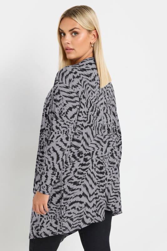 Evans YOURS Curve Grey Abstract Print Waterfall Cardigan