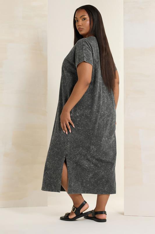 Evans YOURS Curve Grey Acid Wash Heavyweight Throw On Dress