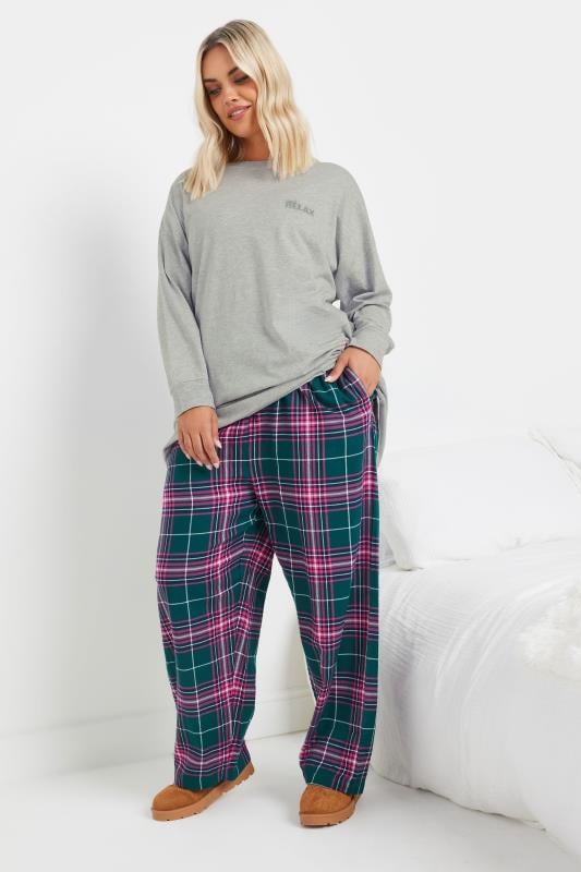 Evans YOURS Curve Grey 'and RELAX' Embroidered Pyjama Top