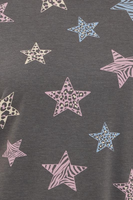 Evans YOURS Curve Grey Animal Star Print Sleep Tee Nightdress