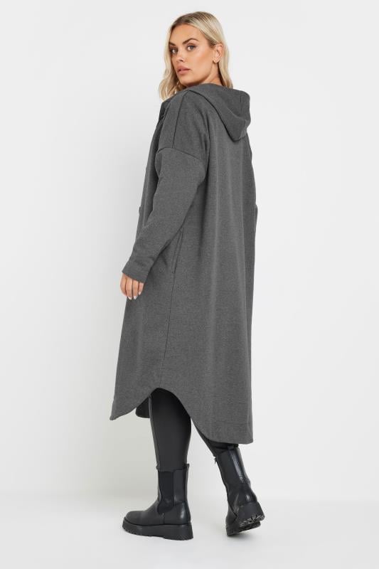 Evans YOURS Curve Grey Button Through Hooded Jacket
