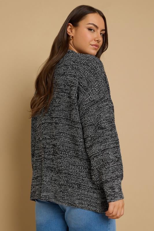 Evans YOURS Curve Grey Knitted Balloon Sleeve Cardigan