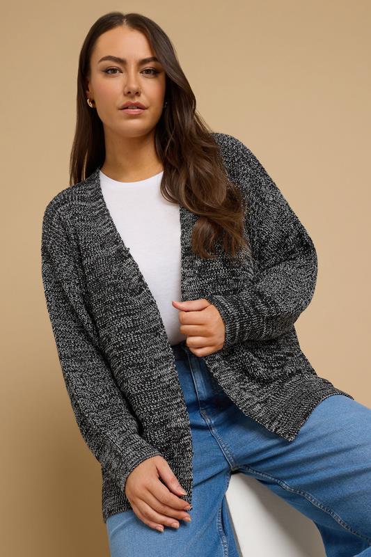 evans YOURS Curve Grey Knitted Balloon Sleeve Cardigan