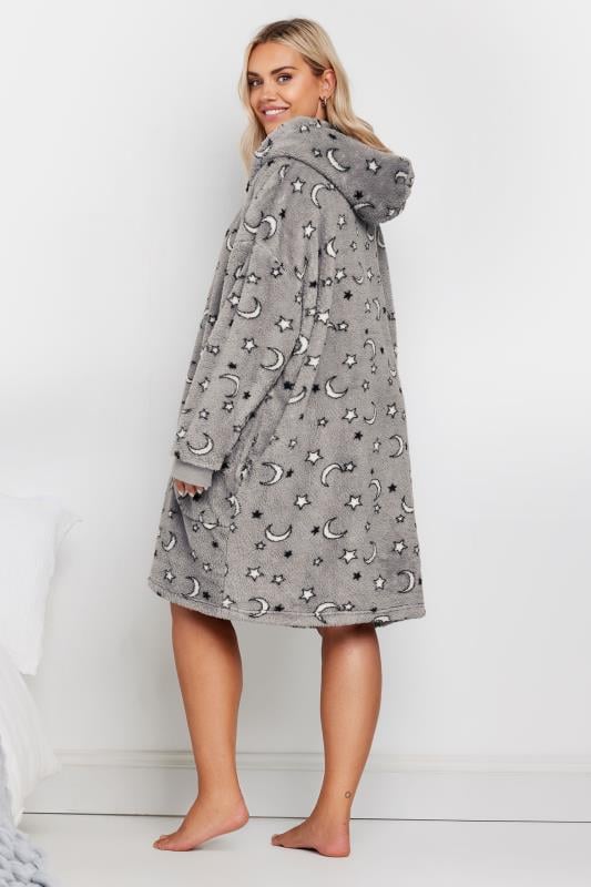 Evans YOURS Curve Grey Moon & Star Oversized Blanket Hoodie