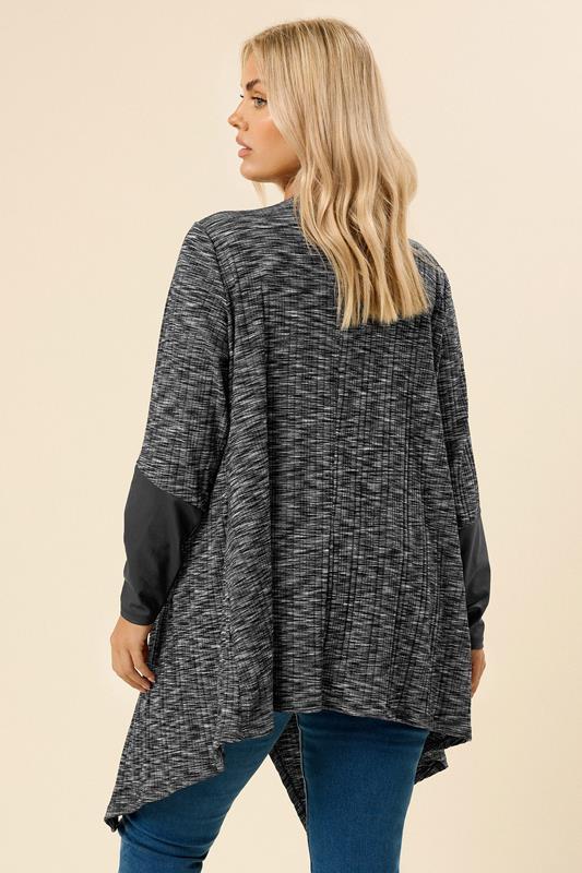 Evans YOURS Curve Grey Ribbed Faux Leather Sleeve Cardigan
