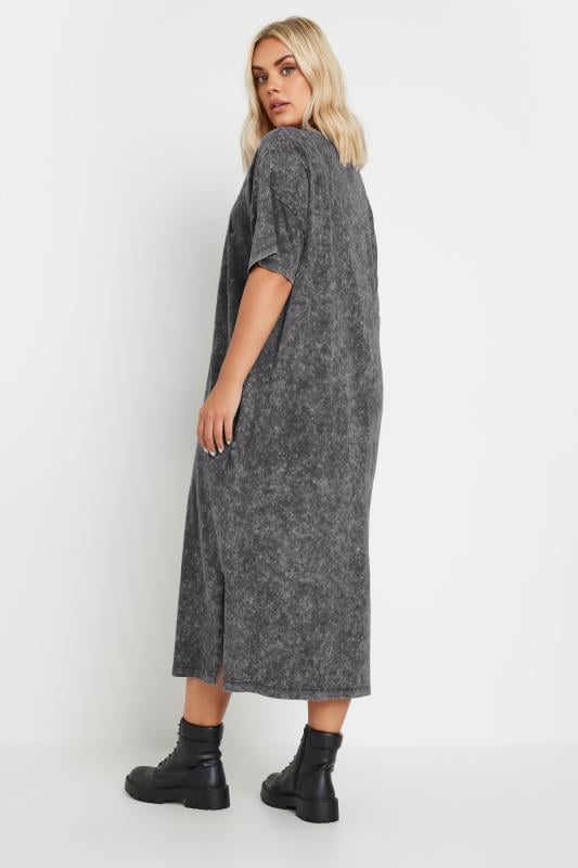 Evans YOURS Curve Grey Rose Graphic Print T-Shirt Dress