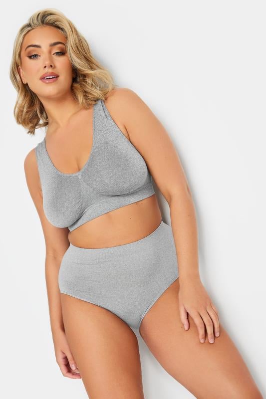 Evans YOURS Curve Grey Seamless Light Control High Waisted Full Briefs