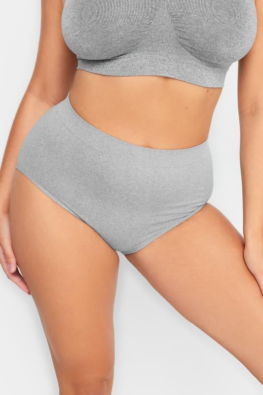 evans YOURS Curve Grey Seamless Light Control High Waisted Full Briefs