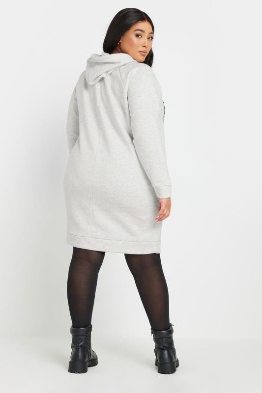 Evans YOURS Curve Grey Sequin Embellished Heart Hoodie Dress