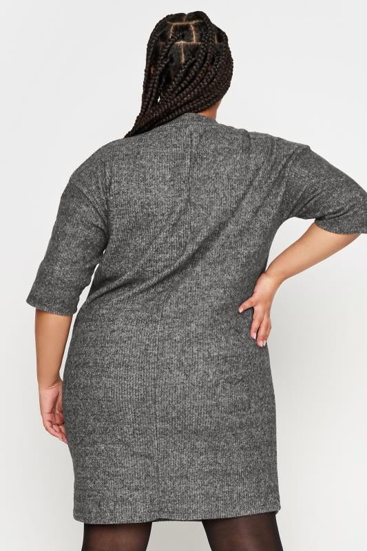 Evans YOURS Curve Grey Soft Touch Button Detail Mini Dress