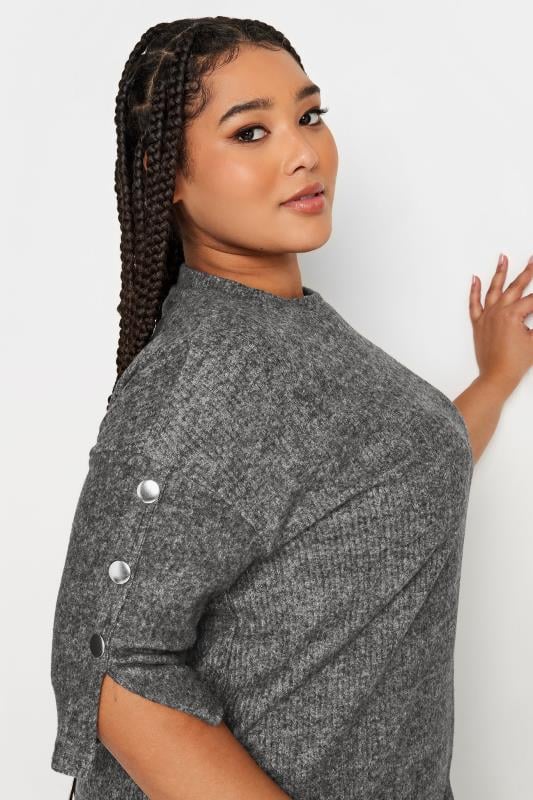 Evans YOURS Curve Grey Soft Touch Button Detail Mini Dress