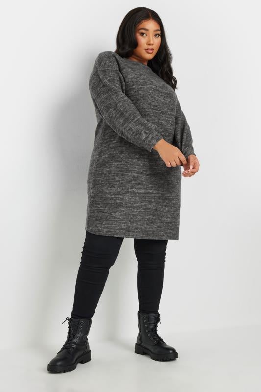 Evans YOURS Curve Grey Soft Touch Mini Jumper Dress