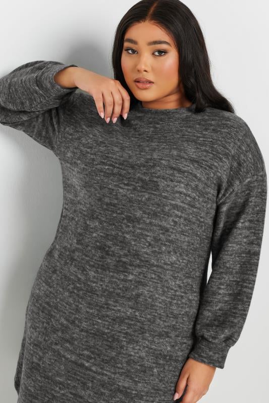 Evans YOURS Curve Grey Soft Touch Mini Jumper Dress