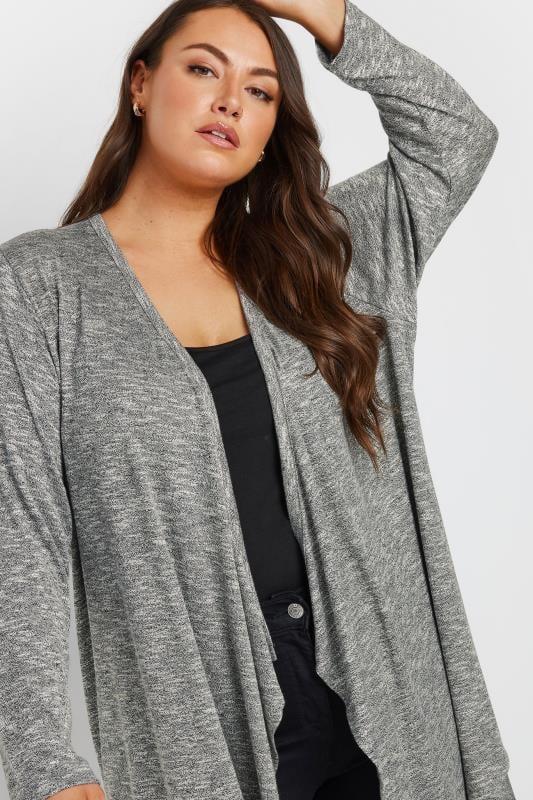 Evans YOURS Curve Grey Soft Touch Waterfall Cardigan