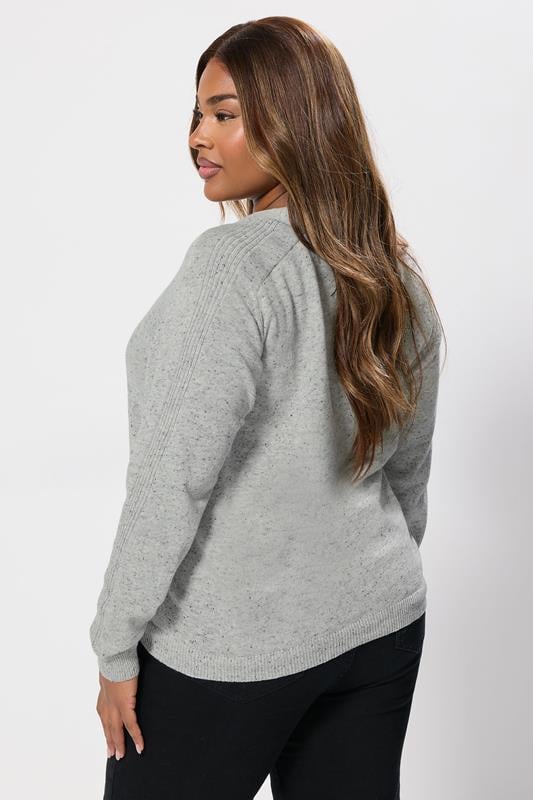 Evans YOURS Curve Grey Speckled Button Through Cardigan