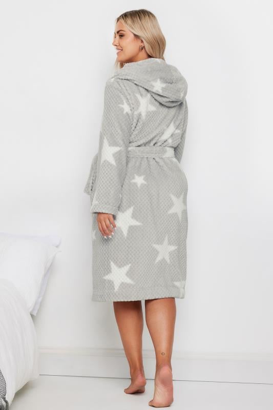 Evans YOURS Curve Grey Star Honeycomb Dressing Gown