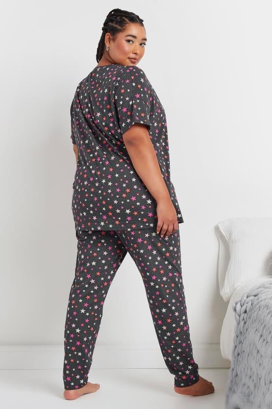 Evans YOURS Curve Grey Star Print Short Sleeve Pyjama Set