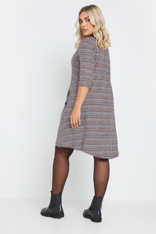 Evans YOURS Curve Grey Striped Soft Touch Pocket Dress