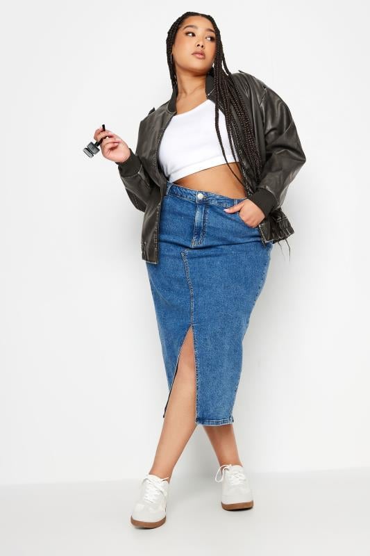 Evans YOURS Curve Grey Washed Faux Leather Bomber Jacket