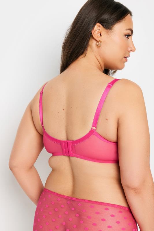 Evans YOURS Curve Hot Pink Dot Print Lace Padded Bra
