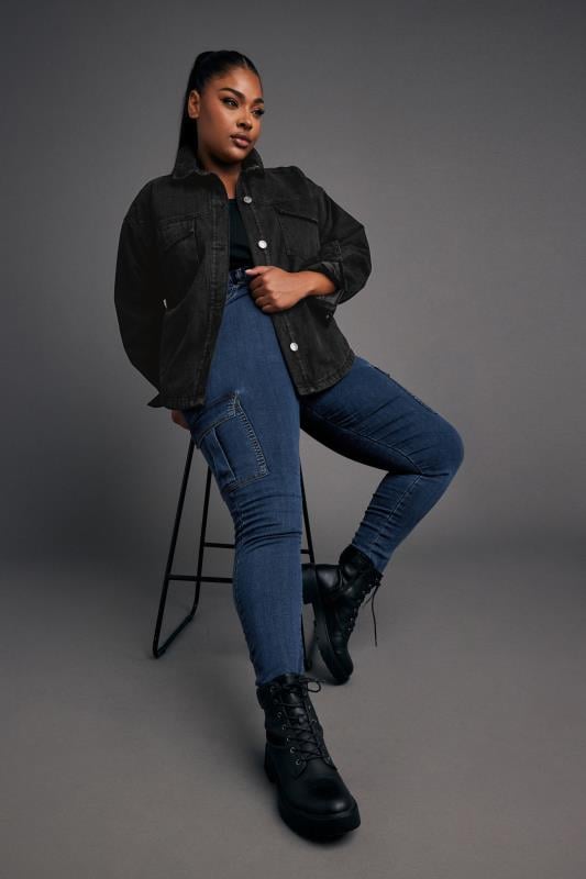 Evans YOURS Curve Indigo Blue Cargo Pocket Jeggings