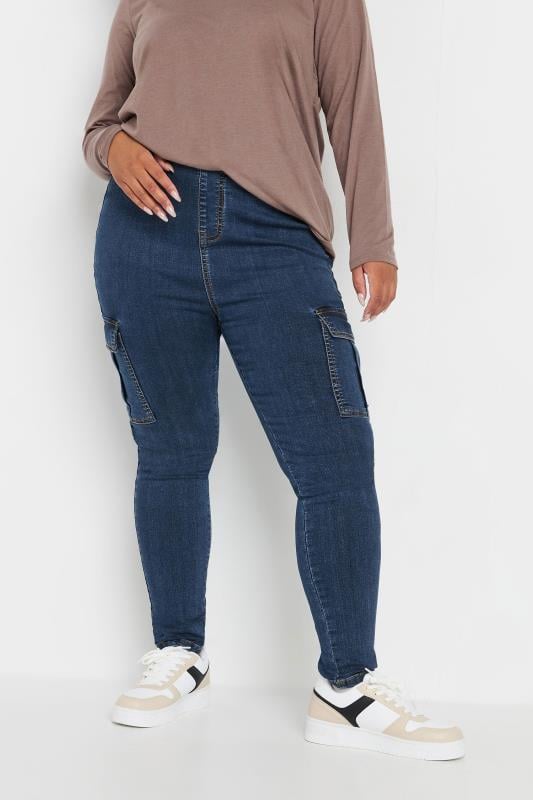 Evans YOURS Curve Indigo Blue Cargo Pocket Jeggings
