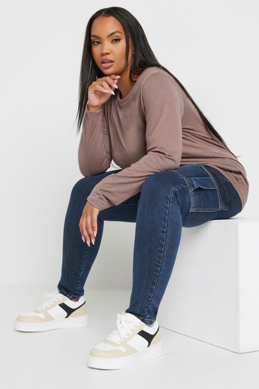 evans YOURS Curve Indigo Blue Cargo Pocket Jeggings