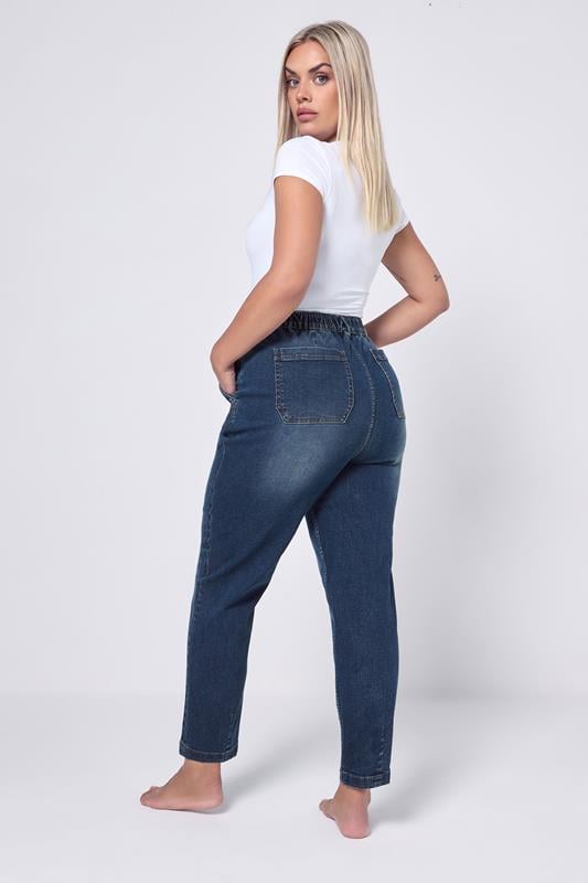 Evans YOURS Curve Indigo Blue Stretch Denim Barrel Jeans