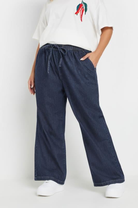 Evans YOURS Curve Indigo Blue Tie Detail Denim Jeans