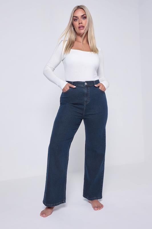 evans YOURS Curve Indigo Blue Wide Leg Slouchy Jeans