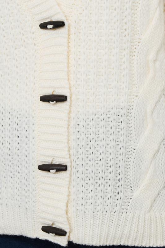 Evans YOURS Curve Ivory White Chunky Cable Knit Cardigan