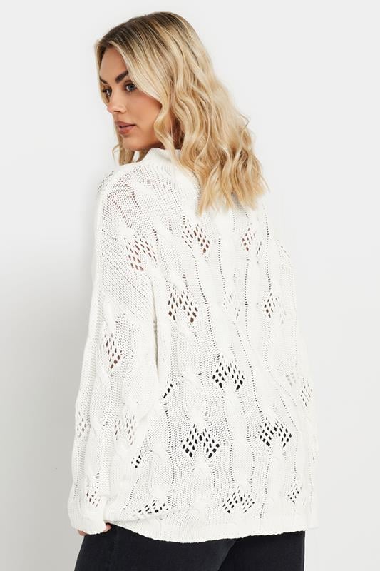 Evans YOURS Curve Ivory White Chunky Cable Knit Jumper