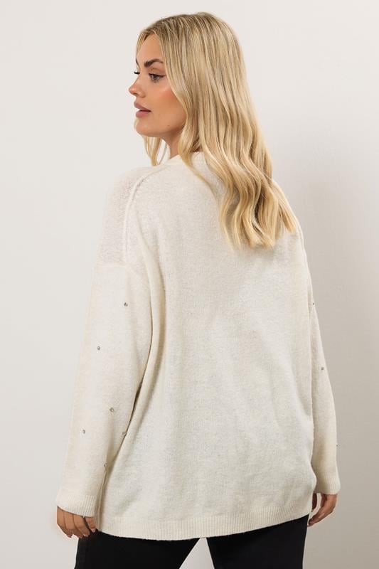 Evans YOURS Curve Ivory White Embellished Front Jumper