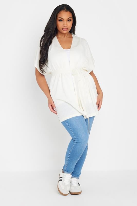 Evans YOURS Curve Ivory White Short Sleeve Cardigan