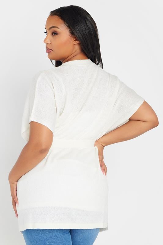 Evans YOURS Curve Ivory White Short Sleeve Cardigan