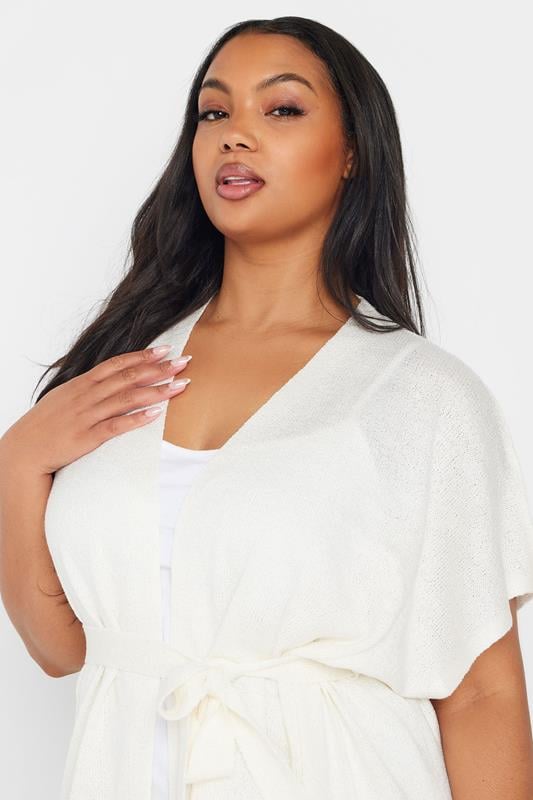 Evans YOURS Curve Ivory White Short Sleeve Cardigan