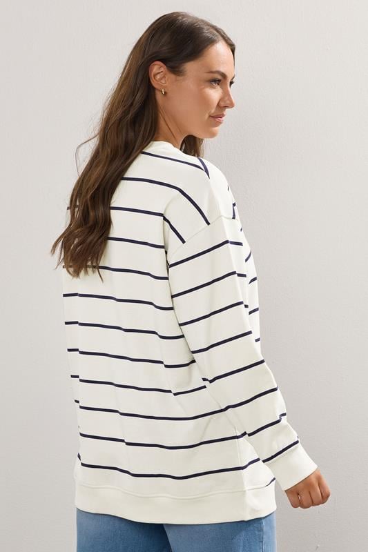 Evans YOURS Curve Ivory White Stripe 'London' Slogan Sweatshirt