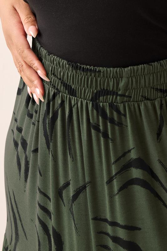 Evans YOURS Curve Khaki Green Abstract Tiered Maxi Skirt