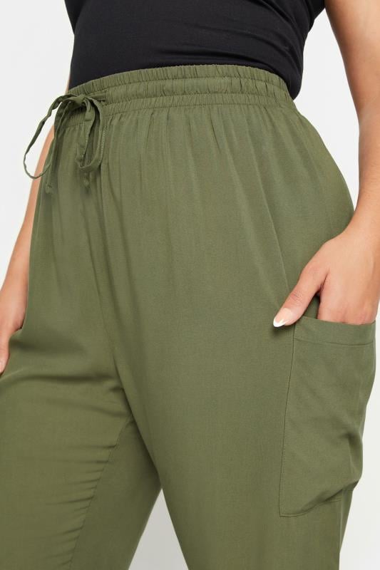 Evans YOURS Curve Khaki Green Button Front Cropped Trousers
