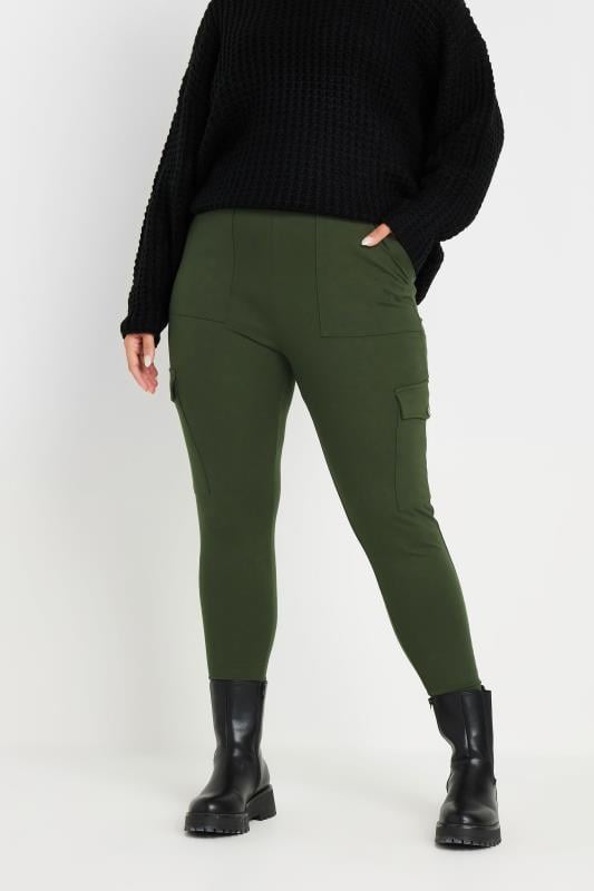 Evans YOURS Curve Khaki Green Cargo Pocket Leggings