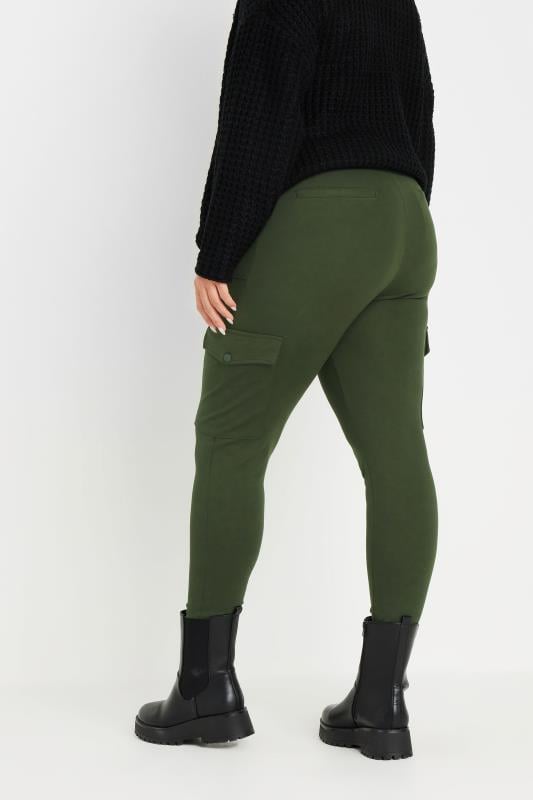 Evans YOURS Curve Khaki Green Cargo Pocket Leggings