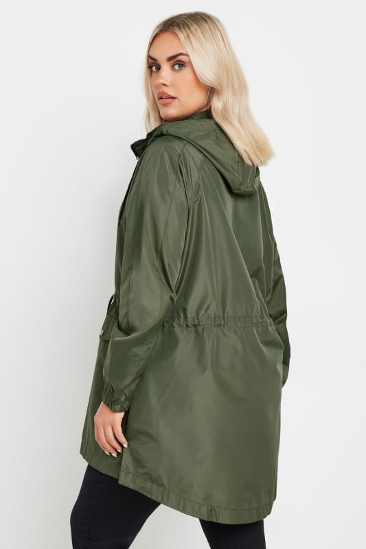Evans YOURS Curve Khaki Green Drawstring Lightweight Parka Jacket