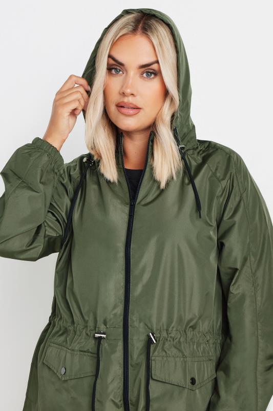 Evans YOURS Curve Khaki Green Drawstring Lightweight Parka Jacket