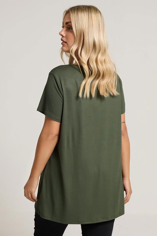 Evans YOURS Curve Khaki Green Foil Animal Print Top