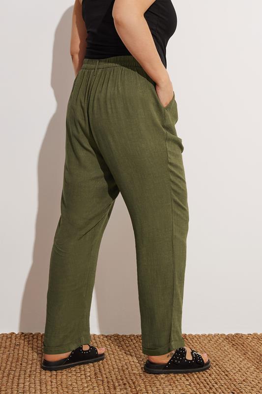 Evans YOURS Curve Khaki Green Formal Linen Trousers