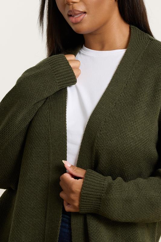 Evans YOURS Curve Khaki Green Knitted Midi Cardigan
